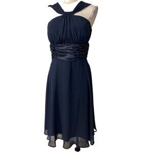 Connected Apparel Dress 12 Navy Blue A Line Party Date Flowy NEW Holiday Wedding